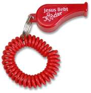 Trillerpfeife "Jesus liebt Kinder" - rot Trillerpfeife "Jesus liebt Kinder" - rot