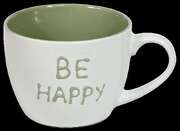Tasse XL "be happy" - weiß/khaki Tasse XL "be happy" - weiß/khaki