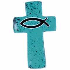 Handschmeichler Kreuz: Fischsymbol - Türkis
