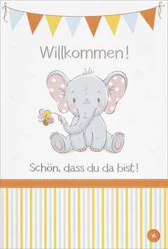 Faltkarte "Elefant mit Blüte" - Geburt Faltkarte "Elefant mit Blüte" - Geburt