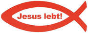 Aufkleber Fisch "Jesus lebt" - rot Aufkleber Fisch "Jesus lebt" - rot