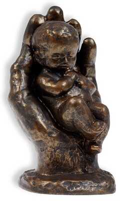 Keramikfigur "Hand mit Kind" - bronzefarben