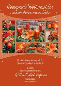 Faltkarte: Kerzen, Sterne, Orangenduft - Weihnachten